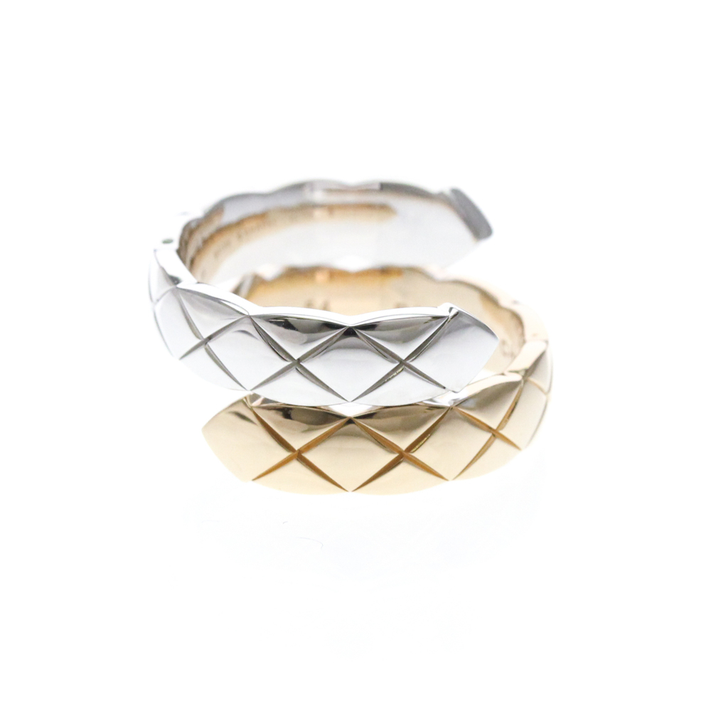 CHANEL Coco Crush Large Diamond Ring 18K Pink Gold White Gold J11972 Polished